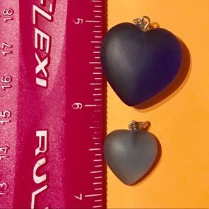 Beach look 2 blue glass heart pendants